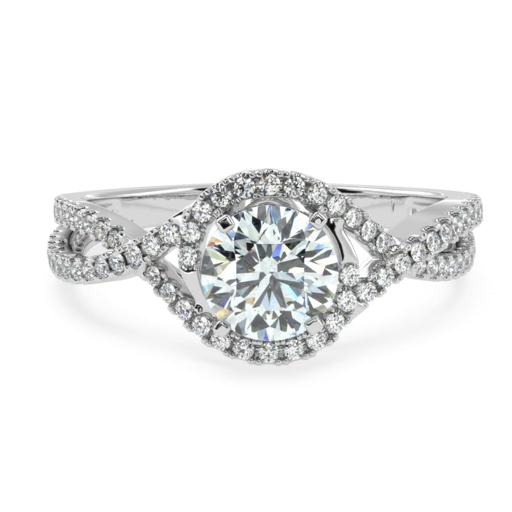 Whispering Elegance The Criss Cross Micro Pave Solitaire Diamond Ring