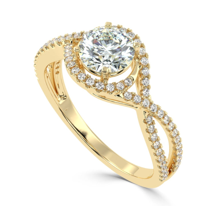 Whispering Elegance The Criss Cross Micro Pave Solitaire Diamond Ring