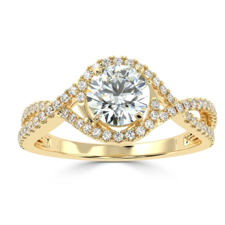 Whispering Elegance The Criss Cross Micro Pave Solitaire Diamond Ring