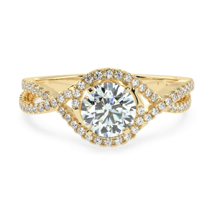 Whispering Elegance The Criss Cross Micro Pave Solitaire Diamond Ring