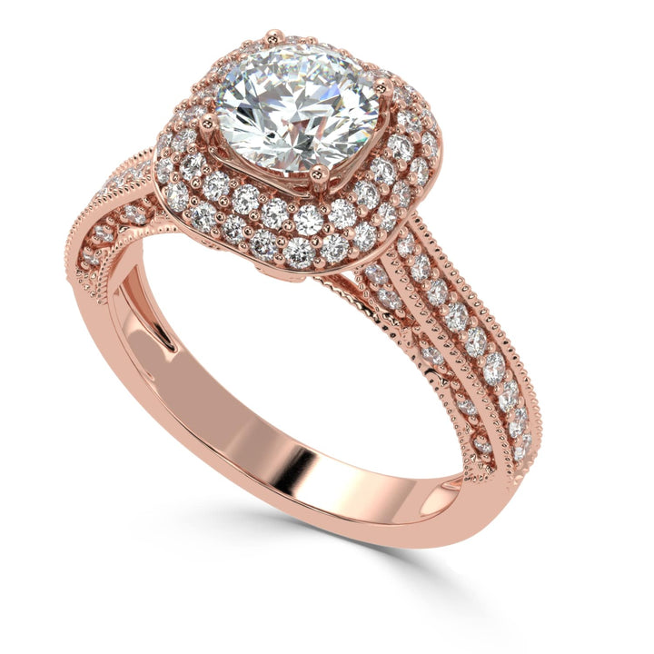 Dazzling Twin Halo Solitaire Diamond Ring