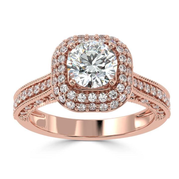Dazzling Twin Halo Solitaire Diamond Ring