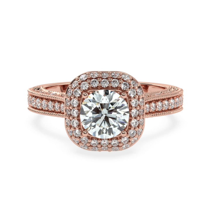Dazzling Twin Halo Solitaire Diamond Ring