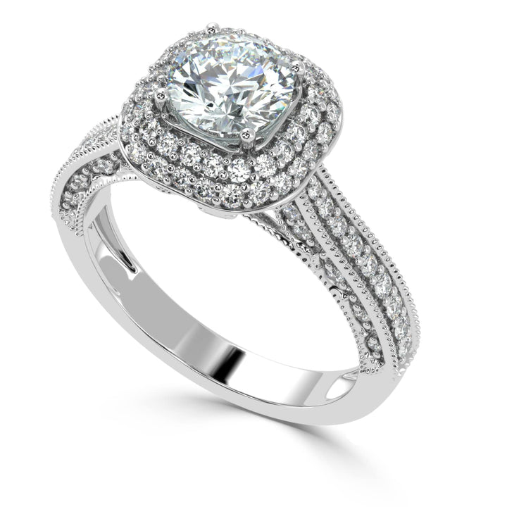 Dazzling Twin Halo Solitaire Diamond Ring