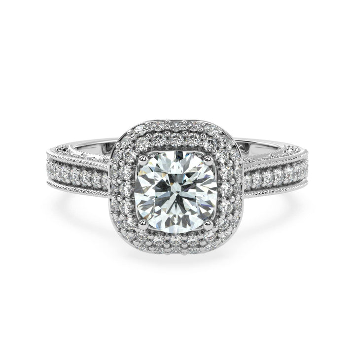 Dazzling Twin Halo Solitaire Diamond Ring