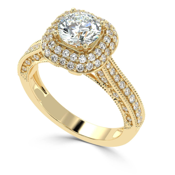 Dazzling Twin Halo Solitaire Diamond Ring