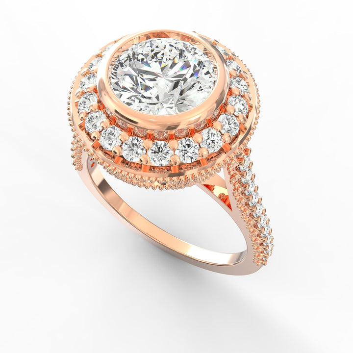 Haloed Elegance: Engagement Diamond Solitaire Ring