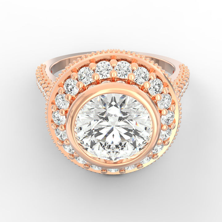 Haloed Elegance: Engagement Diamond Solitaire Ring