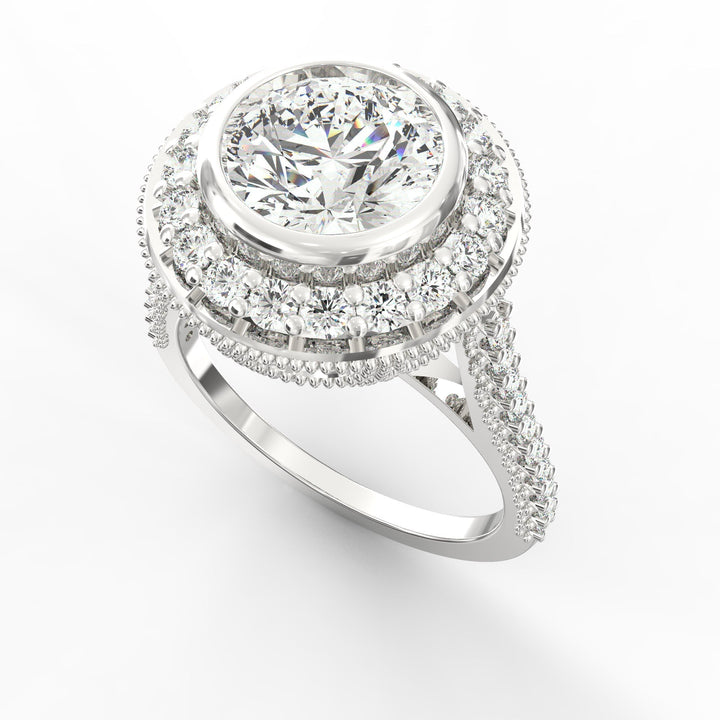 Haloed Elegance: Engagement Diamond Solitaire Ring
