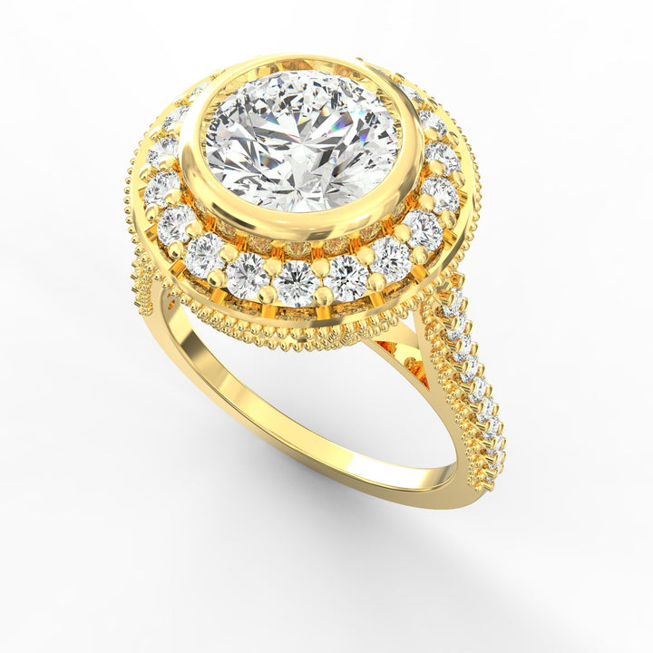 Haloed Elegance: Engagement Diamond Solitaire Ring