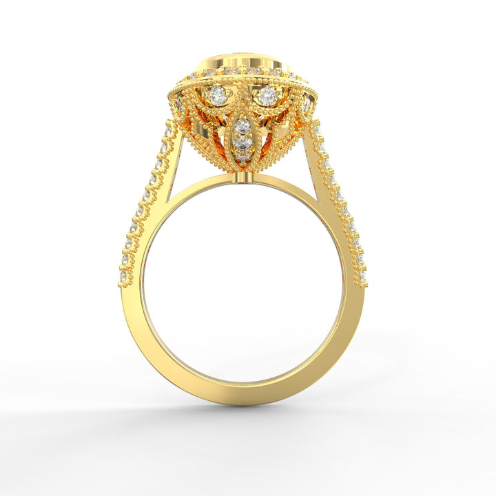 Haloed Elegance: Engagement Diamond Solitaire Ring