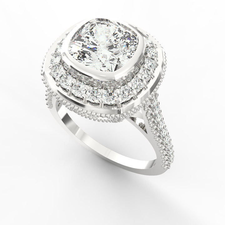 Radiant Crown Jewel Solitaire Diamond Engagement Ring.