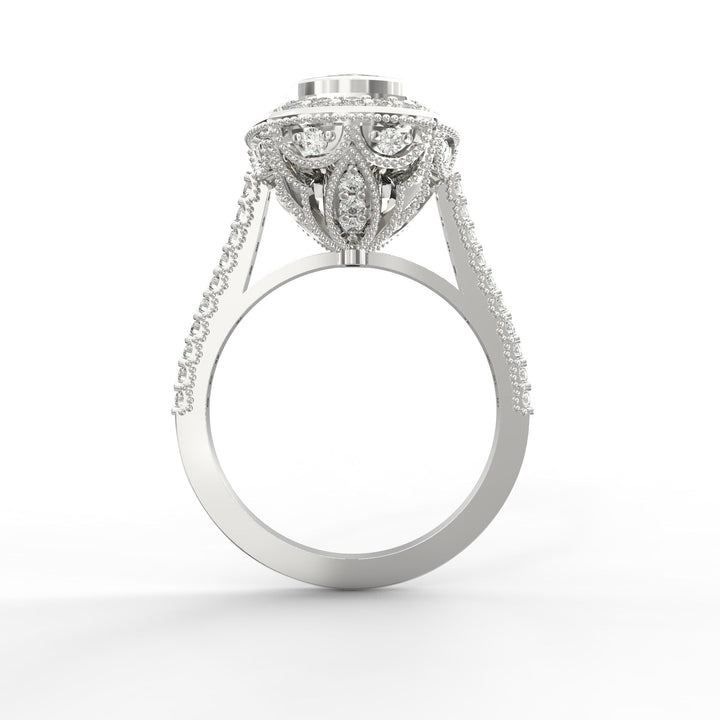 Radiant Crown Jewel Solitaire Diamond Engagement Ring.