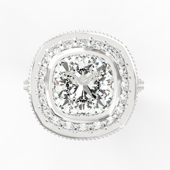 Radiant Crown Jewel Solitaire Diamond Engagement Ring.
