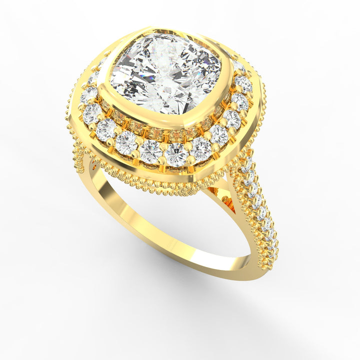 Radiant Crown Jewel Solitaire Diamond Engagement Ring.
