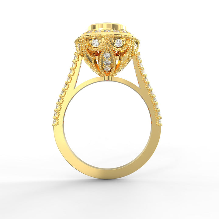 Radiant Crown Jewel Solitaire Diamond Engagement Ring.