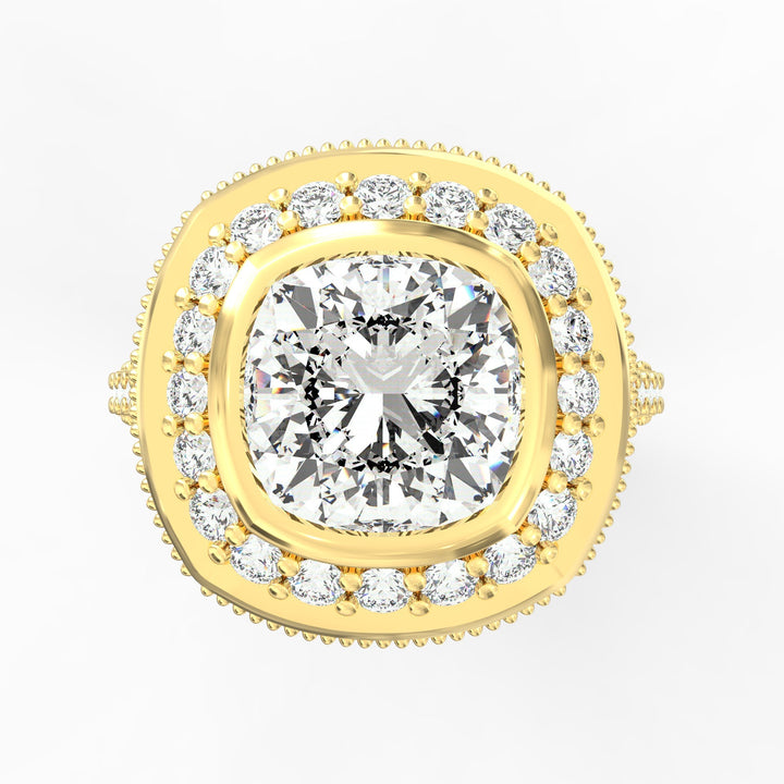 Radiant Crown Jewel Solitaire Diamond Engagement Ring.