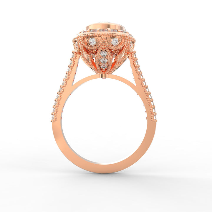 Haloed Brilliance Solitaire Diamond Ring with Diamond Halo