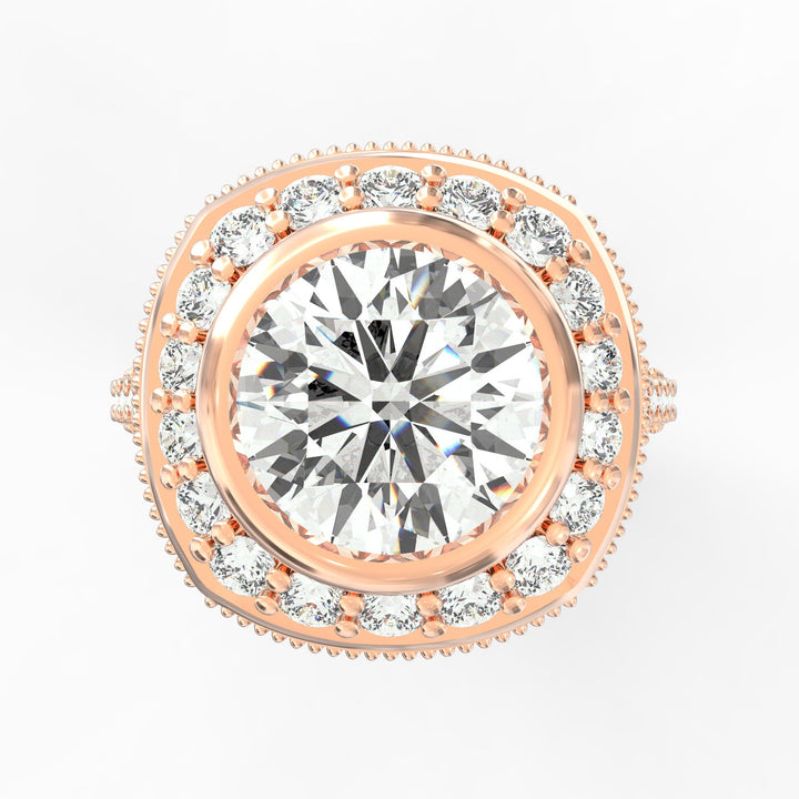 Haloed Brilliance Solitaire Diamond Ring with Diamond Halo