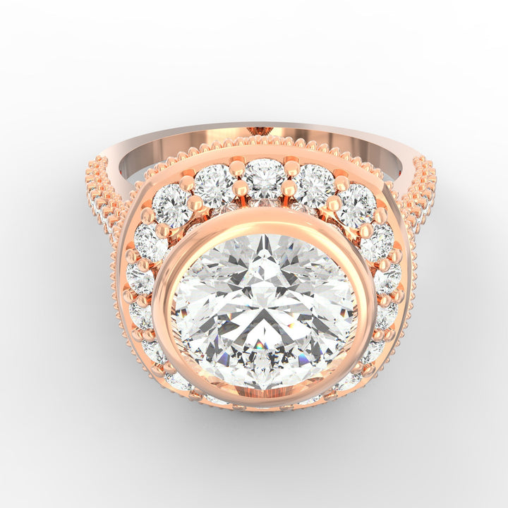 Haloed Brilliance Solitaire Diamond Ring with Diamond Halo