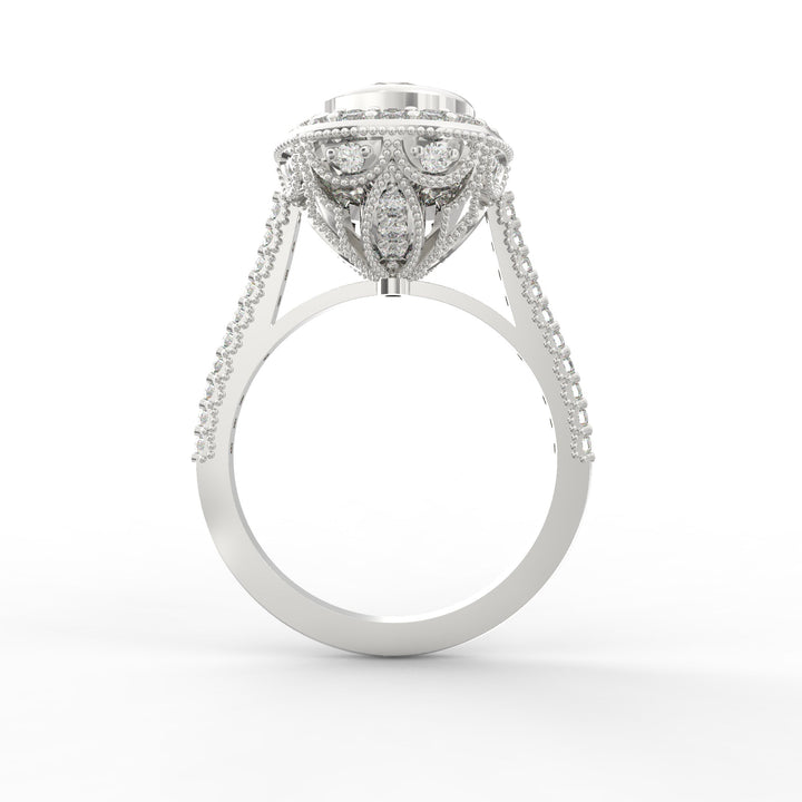 Haloed Brilliance Solitaire Diamond Ring with Diamond Halo