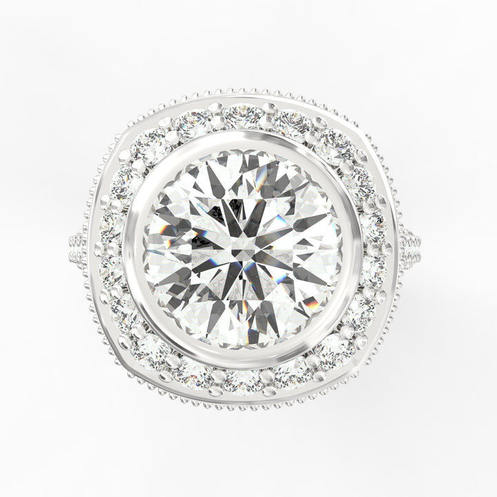 Haloed Brilliance Solitaire Diamond Ring with Diamond Halo