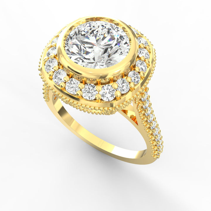 Haloed Brilliance Solitaire Diamond Ring with Diamond Halo