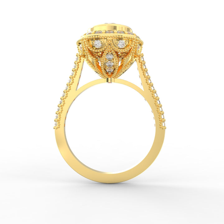 Haloed Brilliance Solitaire Diamond Ring with Diamond Halo