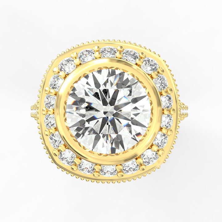 Haloed Brilliance Solitaire Diamond Ring with Diamond Halo