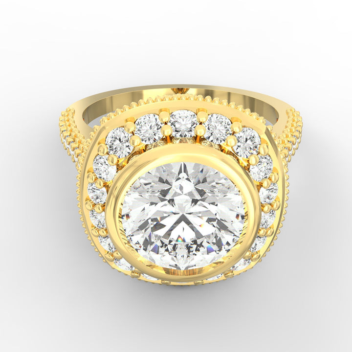 Haloed Brilliance Solitaire Diamond Ring with Diamond Halo