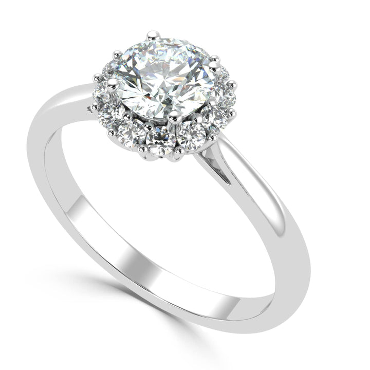 Radiant Halo Sparkle Solitaire Diamond Ring