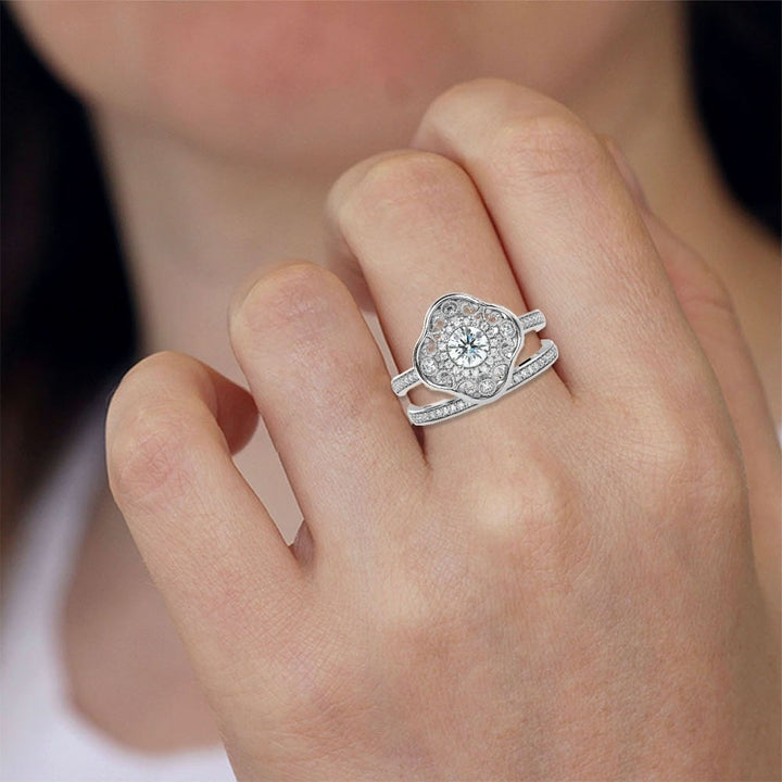 Clover Brilliance Duo Solitaire Bridal Ring Set