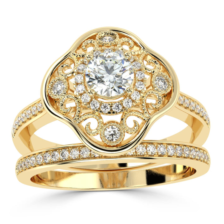 Clover Brilliance Duo Solitaire Bridal Ring Set
