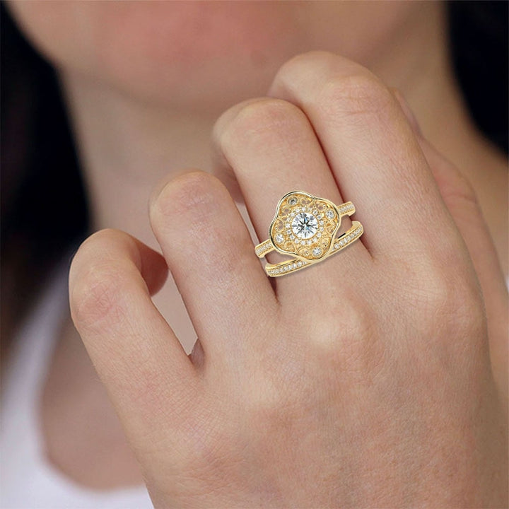 Clover Brilliance Duo Solitaire Bridal Ring Set