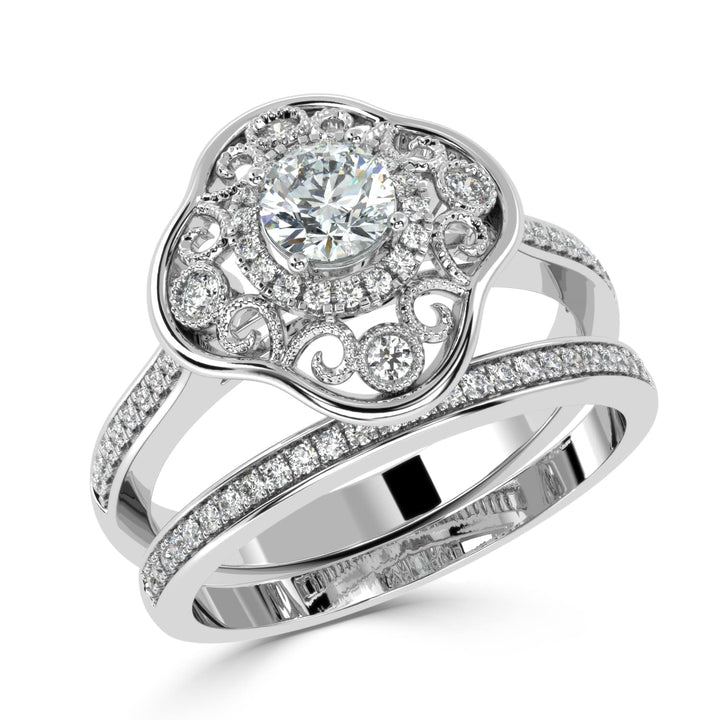 Clover Brilliance Duo Solitaire Bridal Ring Set
