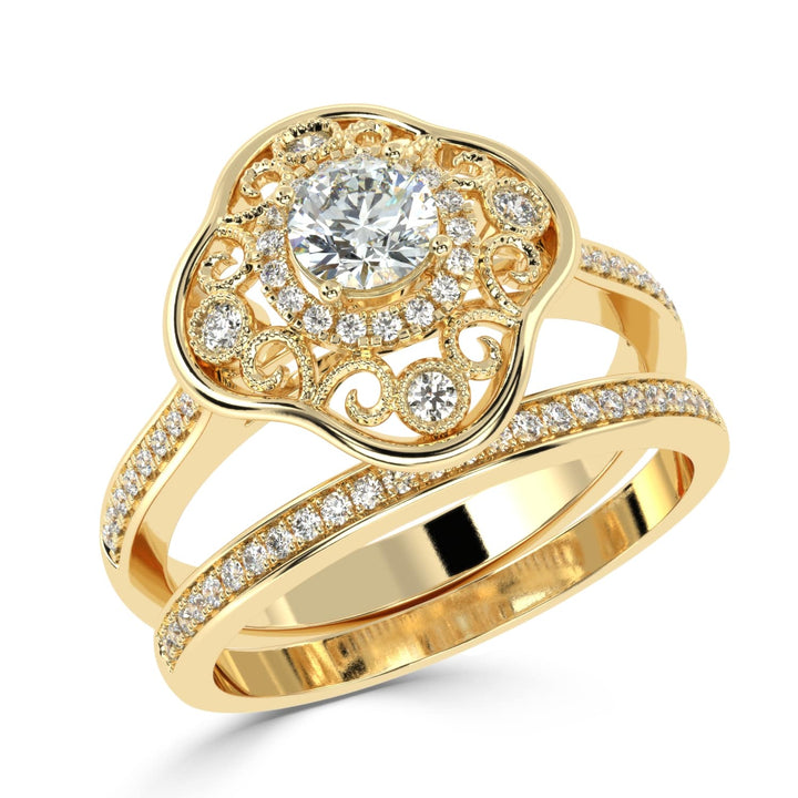 Clover Brilliance Duo Solitaire Bridal Ring Set