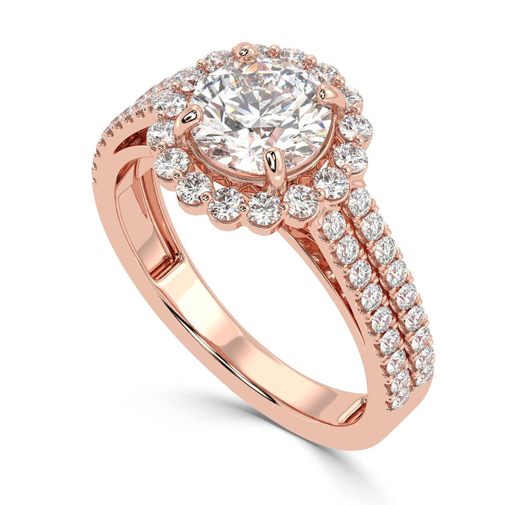 Radiant Halo Cascade Solitaire Diamond Ring
