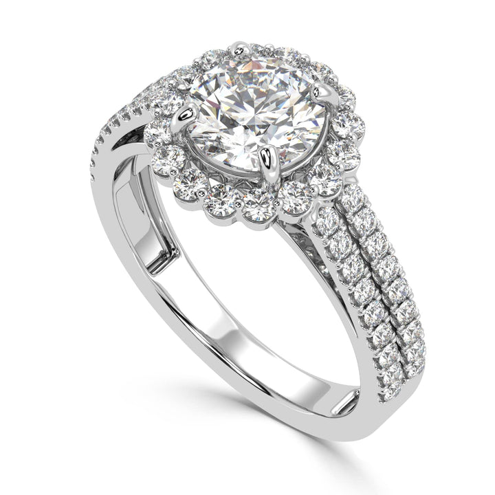 Radiant Halo Cascade Solitaire Diamond Ring