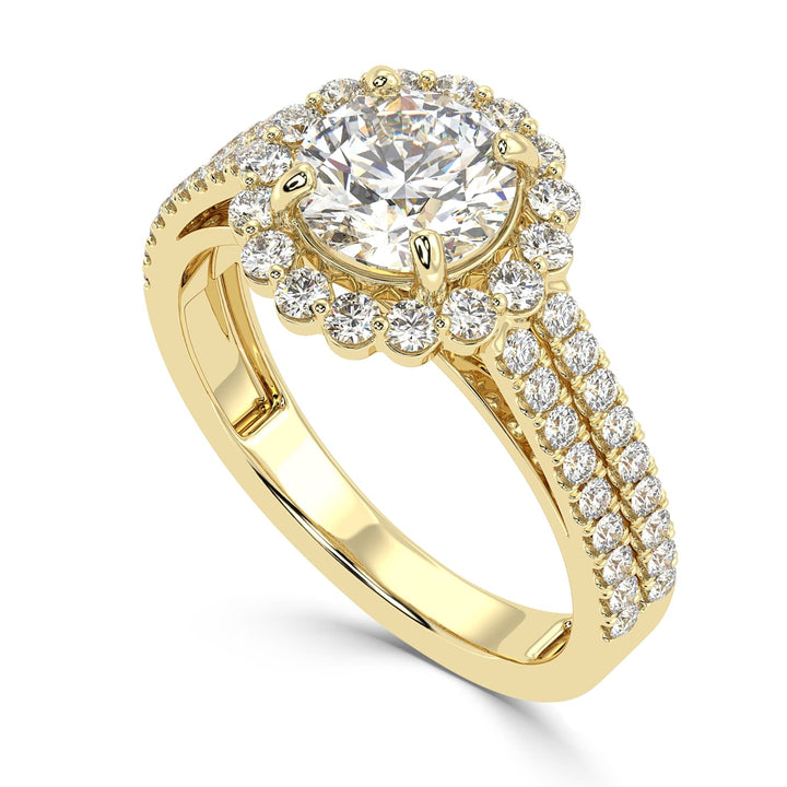 Radiant Halo Cascade Solitaire Diamond Ring