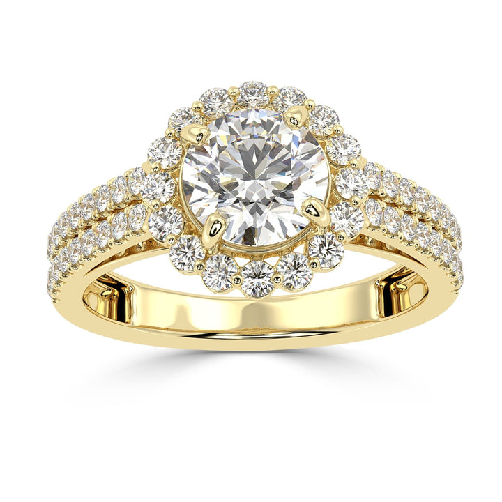 Radiant Halo Cascade Solitaire Diamond Ring