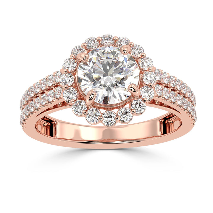 Radiant Halo Cascade Solitaire Diamond Ring