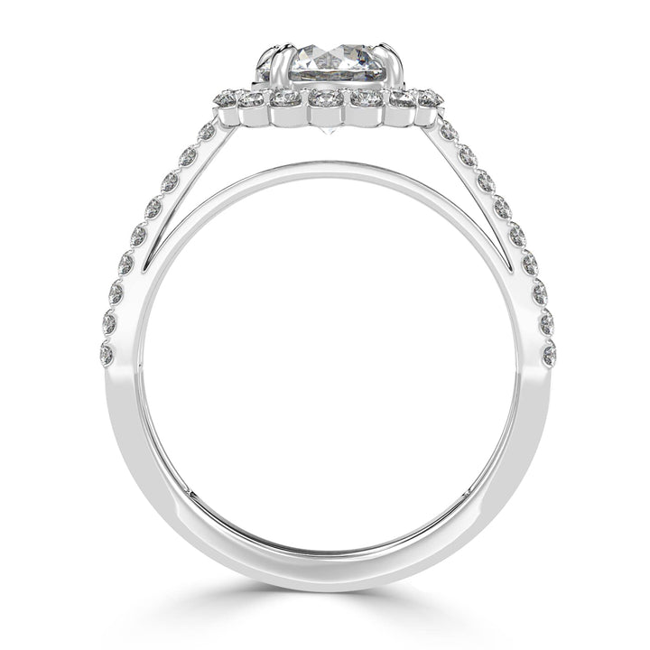 Radiant Halo Cascade Solitaire Diamond Ring