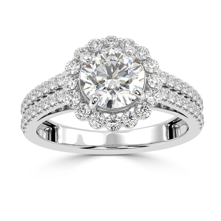 Radiant Halo Cascade Solitaire Diamond Ring