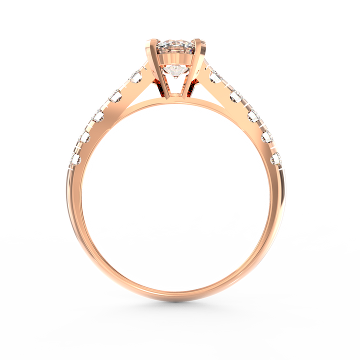 Eternal Love: Radiant Solitaire Diamond Engagement Ring with Diamond-Accented Band
