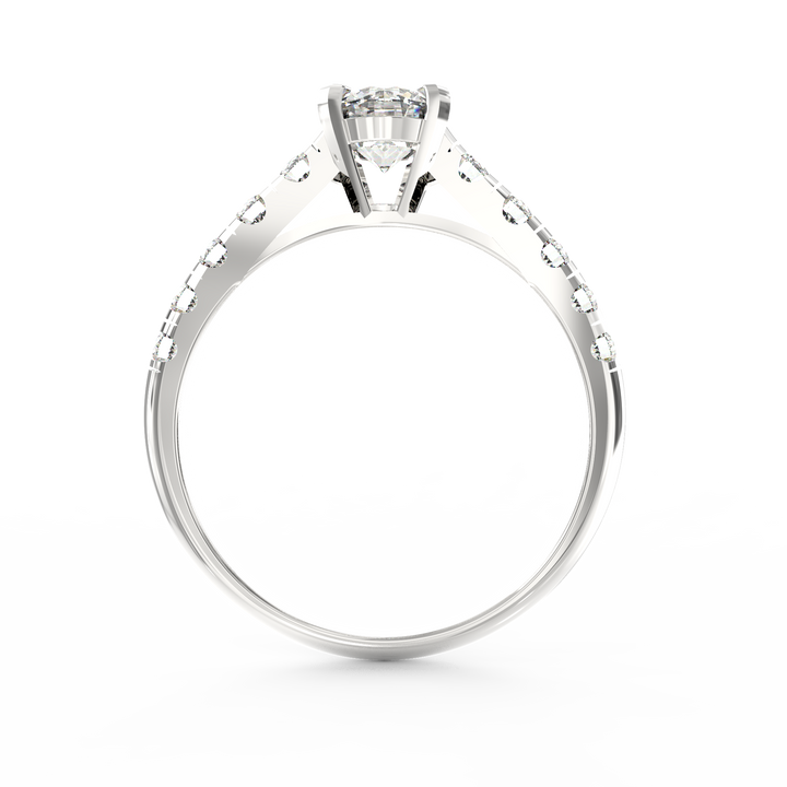 Eternal Love: Radiant Solitaire Diamond Engagement Ring with Diamond-Accented Band