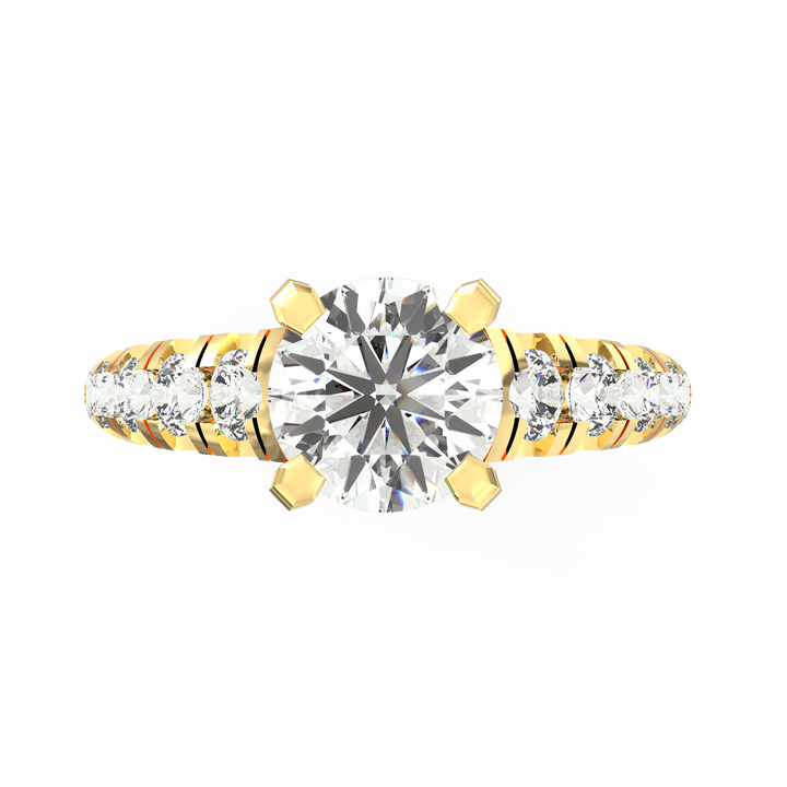 Eternal Love: Radiant Solitaire Diamond Engagement Ring with Diamond-Accented Band