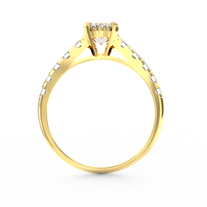 Eternal Love: Radiant Solitaire Diamond Engagement Ring with Diamond-Accented Band