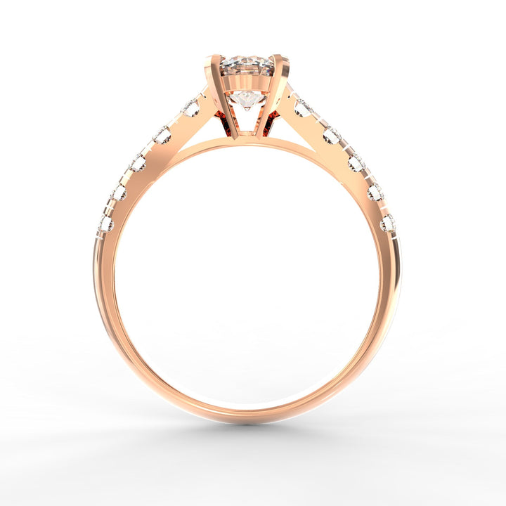 Eternal Love: Radiant Solitaire Diamond Engagement Ring with Diamond-Accented Band