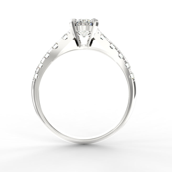 Eternal Love: Radiant Solitaire Diamond Engagement Ring with Diamond-Accented Band