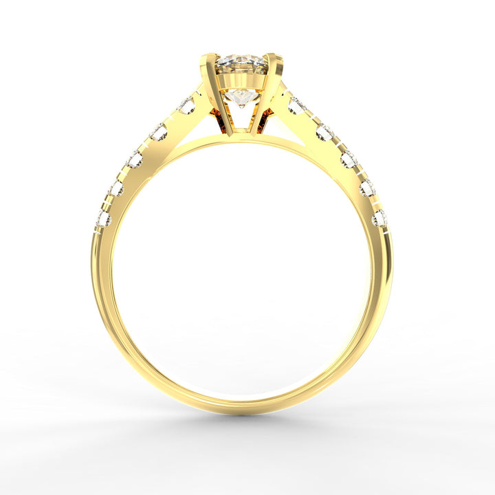 Eternal Love: Radiant Solitaire Diamond Engagement Ring with Diamond-Accented Band